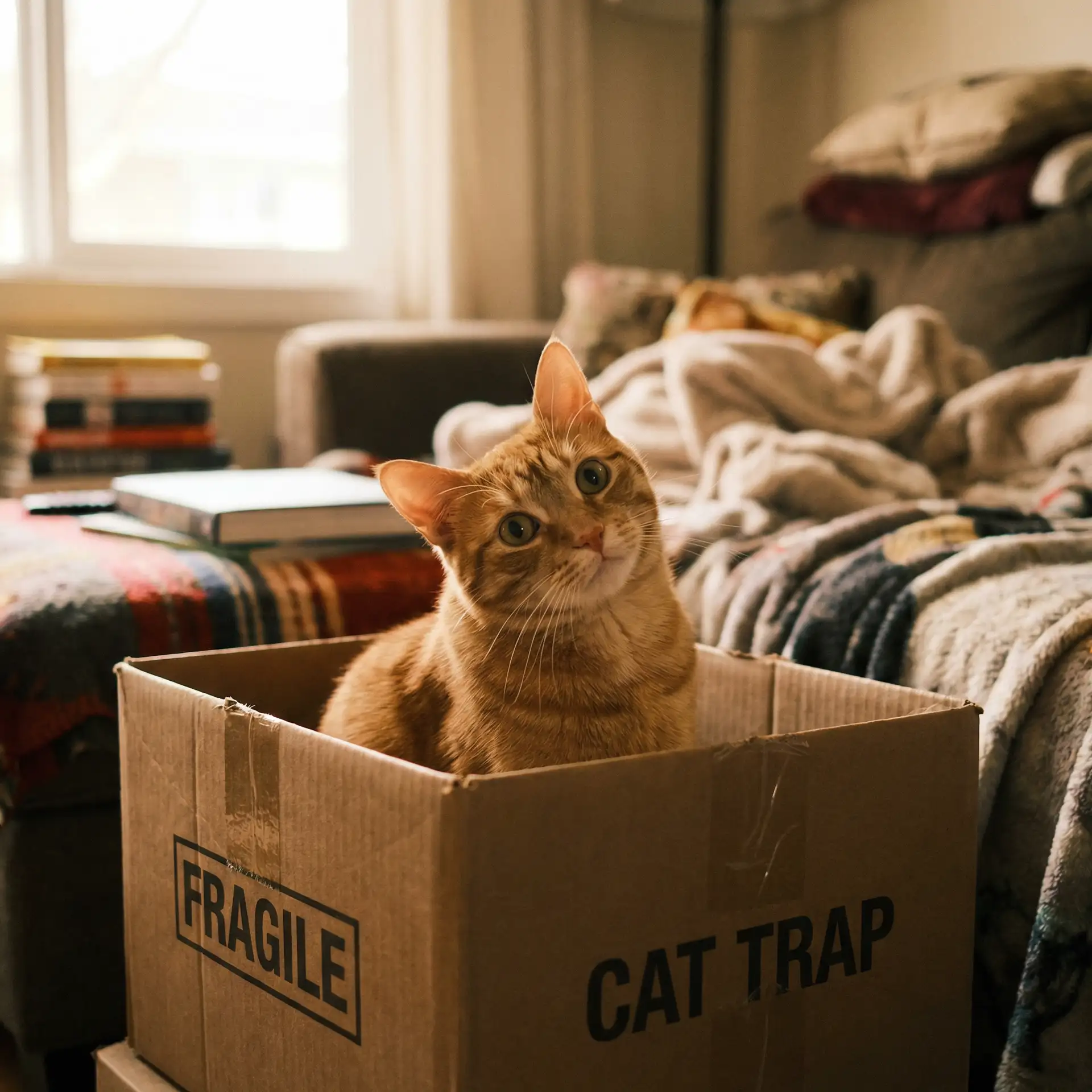 橘猫躲在纸箱里 - xl上司樱花动漫